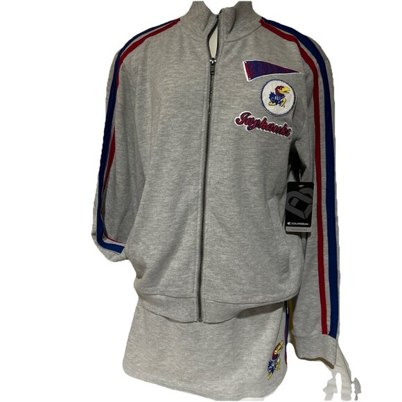NEW Kansas Jayhawks KU Track Zip Sweatshirt Jacket Skirt Set Lot Women's M S - Picture 2 of 12